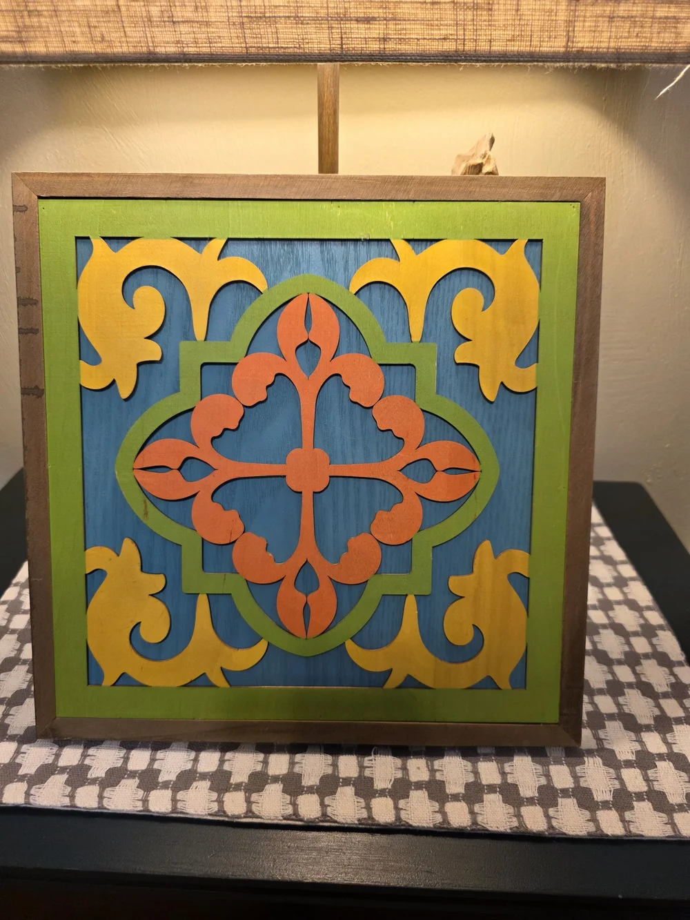 Decorative Multicolor Wood Wall Accent - Blue, Green, Yellow, Orange